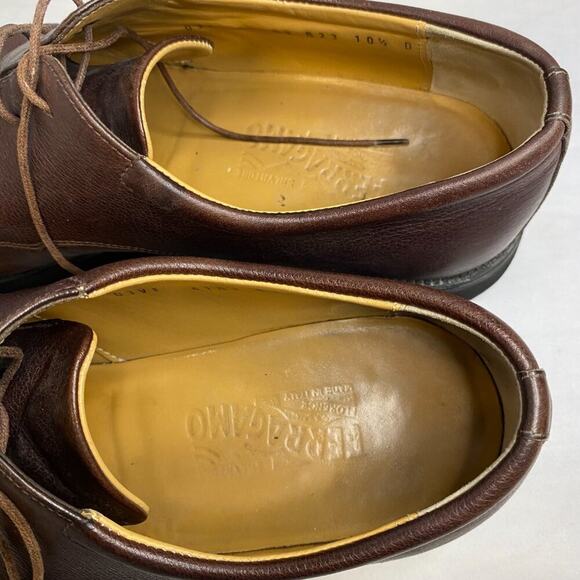 Salvatore Ferragamo Brown Leather Lace Up Men's Shoes Sz 10.5 D oxford - Picture 3 of 6